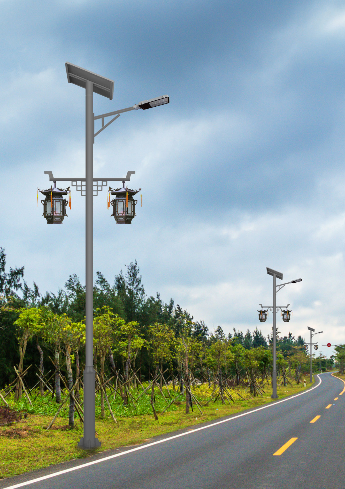 中式灯笼太阳能路灯